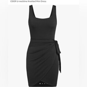CIDER U-neckline Knotted Mini Dress - Black - Medium